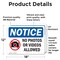 Signmission No Photos Or Video Allowed, 18 in W x Rectangle, Vinyl Decal OS-2PACK-NS-D-1218-L-16179 - alternate 6